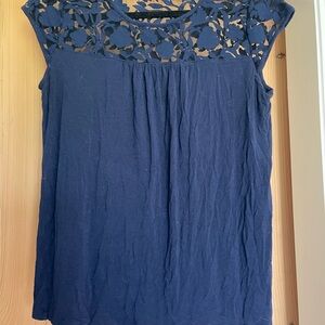 Banana Republic Navy Floral Lace Blouse